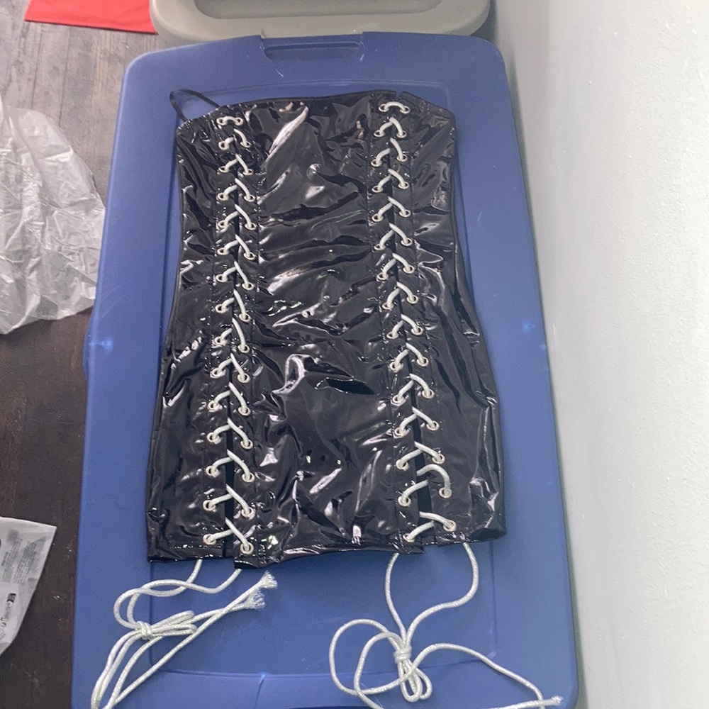 Leather Lace Up Body-con Tube Dress